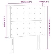 LED горна табла за легло, розова, 83x16x118/128 см, кадифе