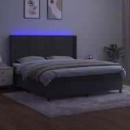 Боксспринг легло с матрак и LED, тъмносиво, 160x200 см, кадифе