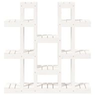 Поставка за цветя, бяла, 104,5x25x109,5 см, бор масив