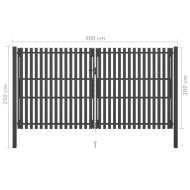 Градинска оградна порта от стомана 400x200 см, антрацит