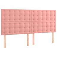 LED горна табла за легло, розова, 160x5x118/128 см, кадифе