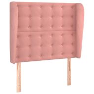 Горна табла за легло с уши, розова, 83x23x118/128 см, кадифе