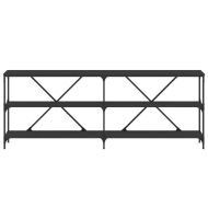 Конзолна маса, черна, 200x30x75 см, инженерно дърво и желязо