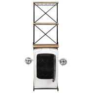 Шкаф за вино "Трактор", бял, 49x31x172 см, грубо мангово дърво