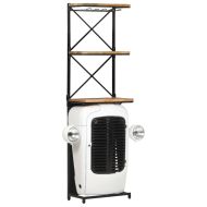 Шкаф за вино "Трактор", бял, 49x31x172 см, грубо мангово дърво