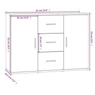 Сайдборд, опушен дъб, 91x29,5x65 см, инженерно дърво