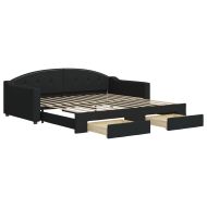 Канапе с изтеглящо легло и чекмеджета черно 100x200 см плат