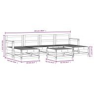 Градински лаундж комплект, 7 части, бял, бор масив