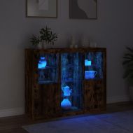 Сайдборди с LED осветление, 3 бр, опушен дъб, инженерно дърво