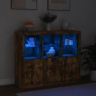 Сайдборди с LED осветление, 3 бр, опушен дъб, инженерно дърво