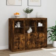 Сайдборди с LED осветление, 3 бр, опушен дъб, инженерно дърво
