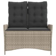 Накланяща се градинска пейка с възглавници светлосив полиратан