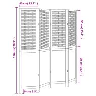 Разделител за стая, 4 панела, тъмнокафяв, дърво пауловния масив