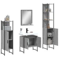 Комплект шкафове за баня от 4 части сив сонома инженерно дърво