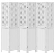 Разделител за стая, 6 панела, бял, дърво пауловния масив