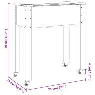 Плантер на колела с вложка кафяв 71x37x80 см масивна ела