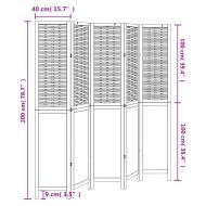 Разделител за стая, 5 панела, бял, дърво пауловния масив