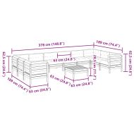 Градински комплект диван с възглавници 11части, импрегниран бор