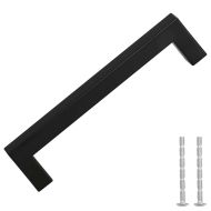 Дръжки за шкафове, 10 бр, черни, 128 мм, неръждаема стомана