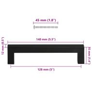 Дръжки за шкафове, 10 бр, черни, 128 мм, неръждаема стомана