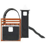 Двуетажно легло с пързалка и завеси, бяло и черно, 90x200 см