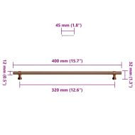 Дръжки за шкафове, 5 бр, бронз, 320 мм, неръждаема стомана