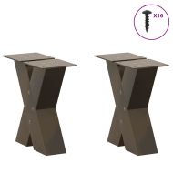 Крака за масичка за кафе, X-образни, 2 бр., естествена стомана, 30 x (30-31) см, стомана