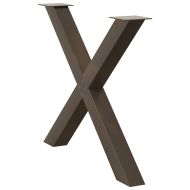 Крака за трапезна маса, X-образни, 3 бр., естествена стомана, 90 x (72-73) см, стомана