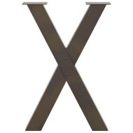 Крака за трапезна маса, X-образни, 2 бр., естествена стомана, 50 x (72-73) см, стомана