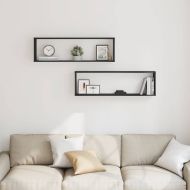 стенни кубични рафтове 2 бр. черен дъб 100x15x30 cm