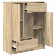 Бюфет с чекмеджета и вратички, дъб сонома, 73x31x90 см