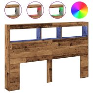 Табла шкаф с LED, Старо дърво, 160x17x102 см