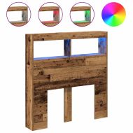 Табла шкаф с LED, Старо дърво, 100x17x102 см