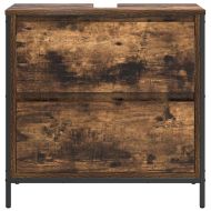 Шкаф за баня с чекмеджета опушен дъб 60x34,5x60 cm