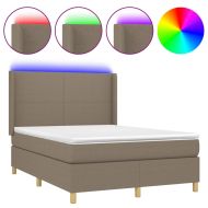 Боксспринг легло с матрак и LED, таупе, 140x190 см, плат