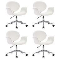 Въртящи се трапезни столове, 4 бр, бели, изкуствена кожа