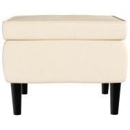 Фотьойл Wingback с табуретка, кремав, кадифе