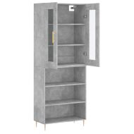 Висок шкаф, бетонно сив, 69,5x34x180 см, инженерно дърво