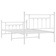 Метална рамка за легло с горна и долна табла, бяла, 100x200 см