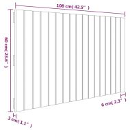 Стенна табла за спалня, 108x3x60 см, борово дърво масив