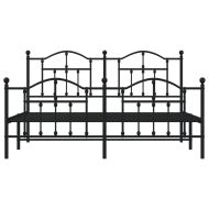 Метална рамка за легло с горна и долна табла, черна, 160x200 см