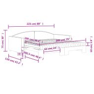 Канапе с изтеглящо легло и матраци светлосиво 100x200 см плат