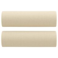 Комплект дивани 3 части с възглавници кремав текстил