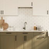 Дръжки за шкафове, 20 бр, черни, 128 мм, неръждаема стомана