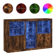 Сайдборд с LED светлини, oпушен дъб, 162x37x100 см