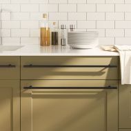 Дръжки за шкафове, 10 бр, черни, 480 мм, неръждаема стомана