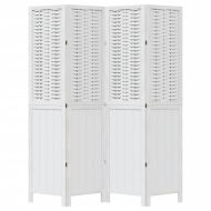 Разделител за стая, 4 панела, бял, дърво пауловния масив