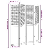 Разделител за стая, 4 панела, бял, дърво пауловния масив