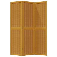 Разделител за стая, 3 панела, кафяв, дърво пауловния масив