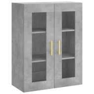 Висок шкаф, бетонно сив, 69,5x34x180 см, инженерно дърво